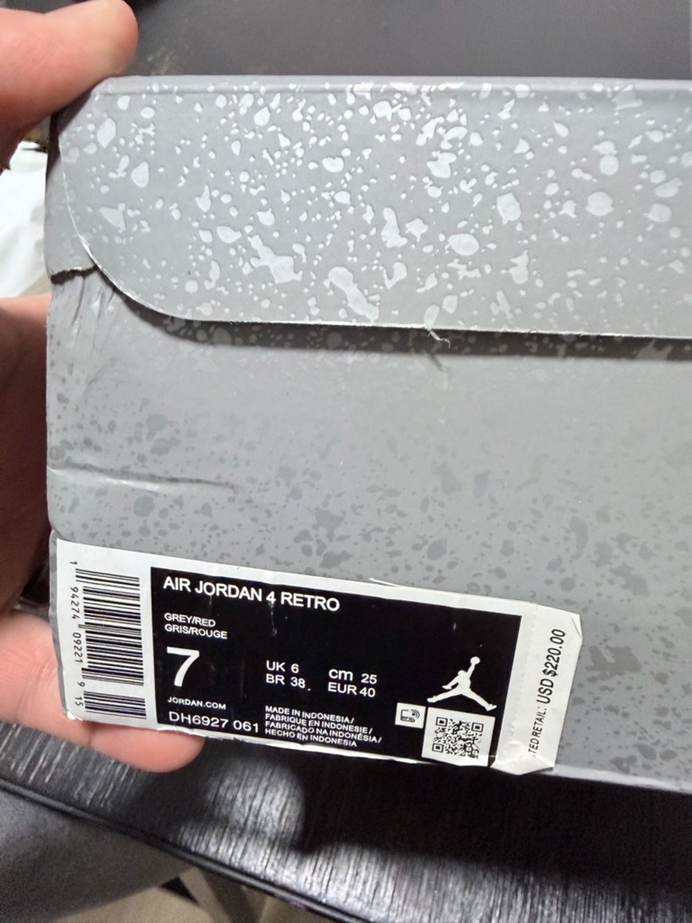 Nike  Air Jordan 4 Retro Men’s Shoes - Grey/Black/Infrared - Picture 7 of 7